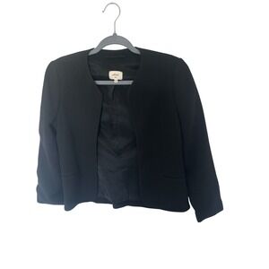 Wilfred Free Aritzia Black Collarless Open Front Blazer Jacket Size 2